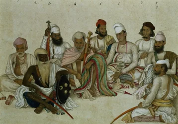 Neun Höflinge und Diener des Raja Patiala, ca. 1817